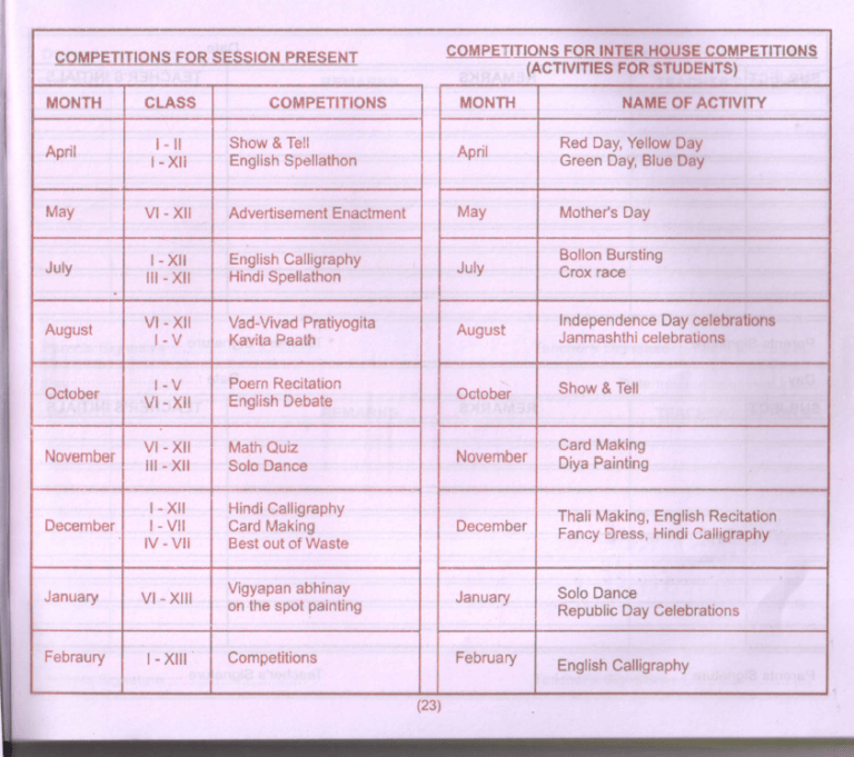 ACADEMIC CALENDER